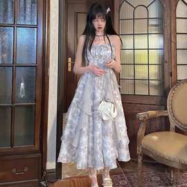温柔扎染吊带晕染连衣裙薄款清冷法式仙女防晒显瘦裙子夏季爆款女