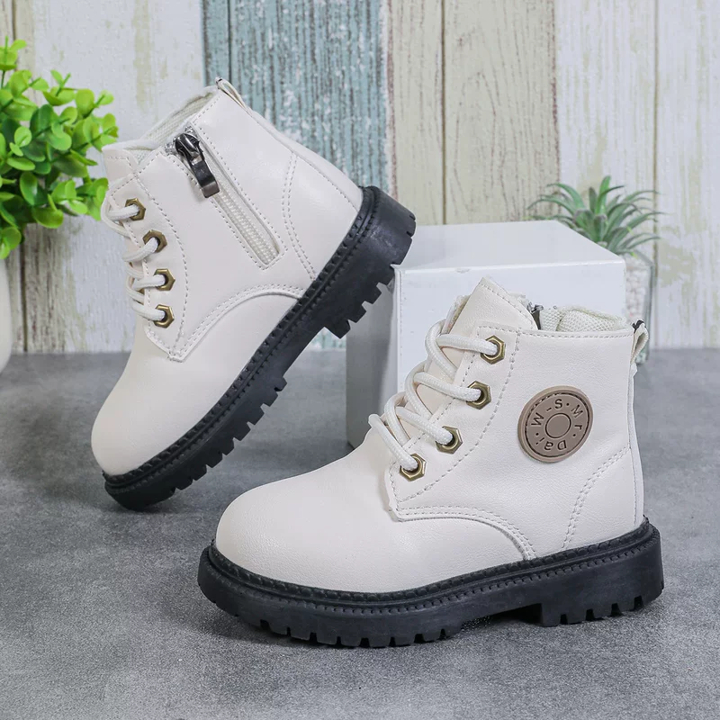 Martens non‑slip breathable boots, unisex kids and youth, white/black, lightweight 0.5 kg