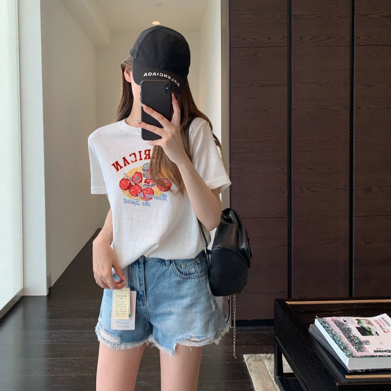Playful and Age-Reducing Gao Quality Slimming Printed Short-Sleeved T-Shirt Women's Top 2026 Spring and Summer New Style