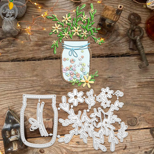 Cross-Border Exclusive Original Cutting Die for Journal Decoration, Vase Small Flower Pattern, Handmade Paper Art Embossing Carbon Steel Die