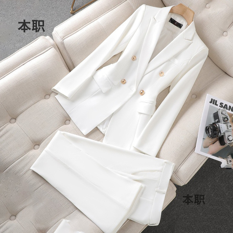 [OL temperament] women's white small suit suit women's sales micro flared pants business coat overalls
