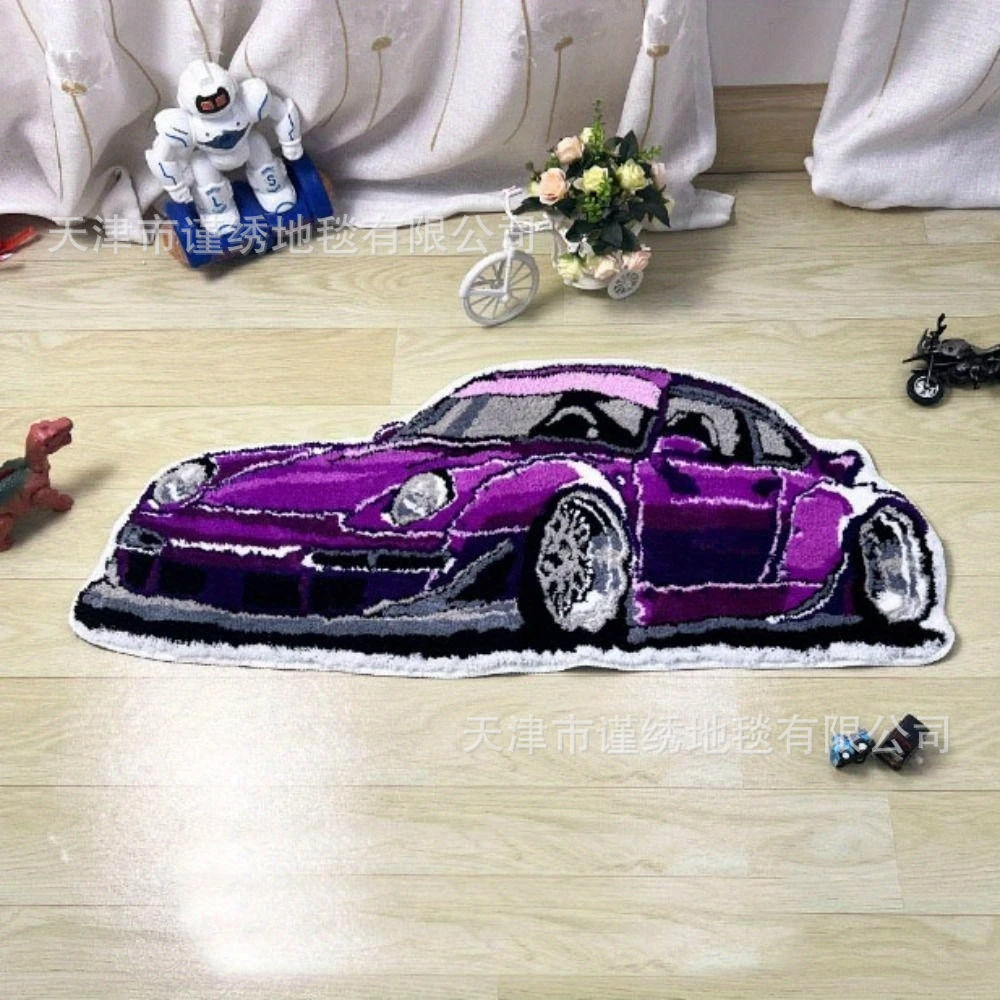 Cross-Border Cool Car Imitation Cashmere Floor Mats, Car Fan Decoration, Non-Slip Foot Mats, Easy-Care Entryway Doormats