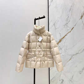 深圳南油25秋冬款时尚气质字母微标拼接针织立领收腰羽绒服外套女