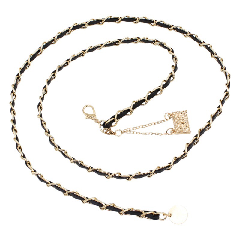 Vestido de mujer estilo Chanel traje decorativo gancho ajustable cinturón Delgado cinturón de moda con tira de metal cadena de la cintura apretado
