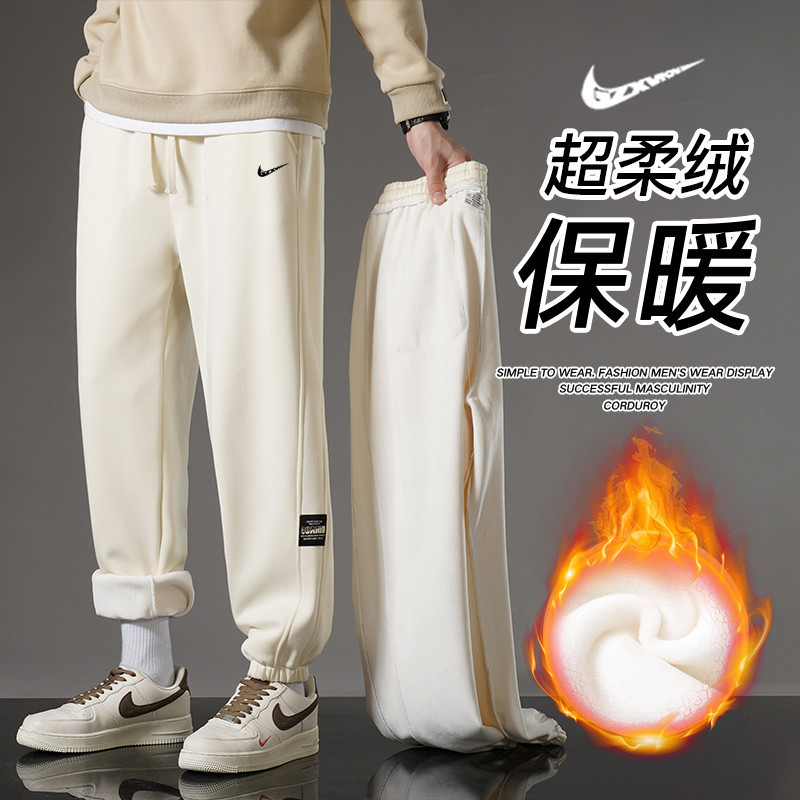 Winter Fleece-Lined Thick Pants, Spring and Autumn Korean Style Jogger Gray Men's Sweatpants, Casual Versatile Men's Pants Winter Fleece-Lined Thick Pants, Spring and Autumn Korean Style Jogger Gray Men's Sweatpants, Casual Versatile Men's Pants