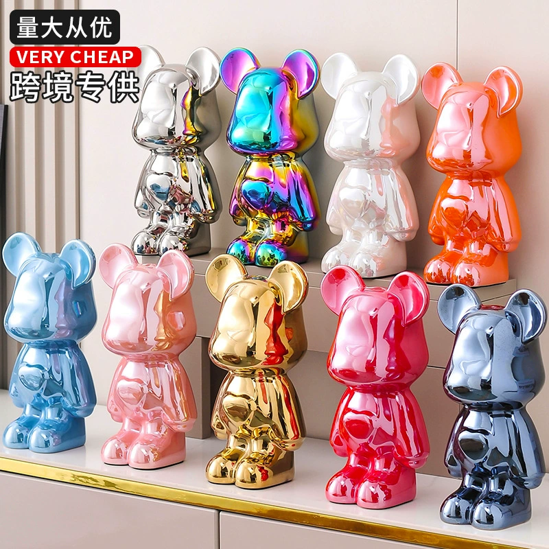 Жесткий медведь украшает гостиную светло-экстравагантная столешница на полу керамическая любовь медведь элитный дом детская комната украшает копилку