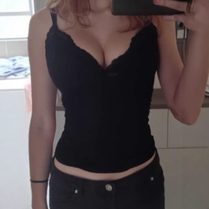 European and American Y2K Lace Tank Top, Solid Color, Slim Fit, French-Style Splicing, Women's Camisole, Street Style, Ins Cross-Border Wholesale