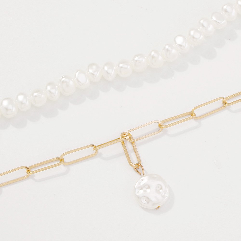 Einfache Perlenkette Hängende Zweischichtige Schlüsselbeinkette display picture 9
