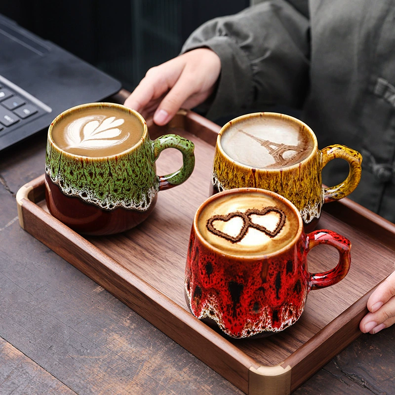 Coffee big ceramic tea cup for home use, high quality handle for beloved