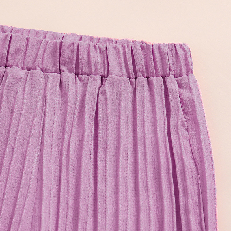 Children's Pleated Top And Long Pants Set For Girls_voghion.com
