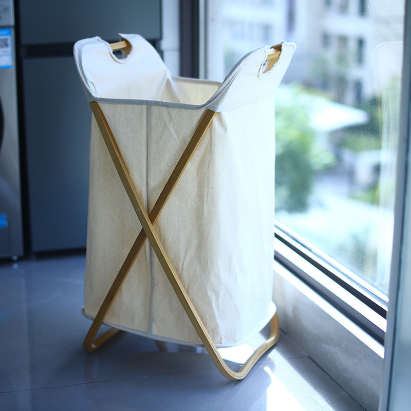 Cesta de lavandería cesta de lavandería plegable Almacenamiento de bambú ropa sucia cesta de almacenamiento casa dormitorio ins cesta de almacenamiento Nórdico