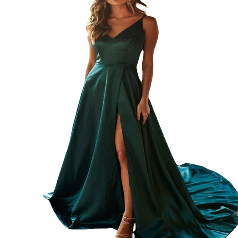 Comercio exterior europeo y americano Amazon AliExpress deseo de las mujeres vestido de noche vestido de novia vestido de correa con cuello en V vestido de arrastre