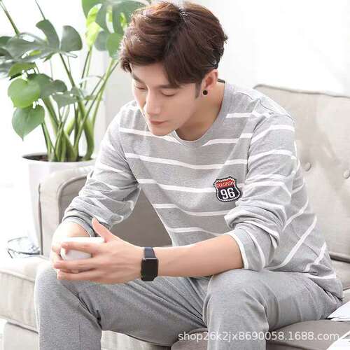 Men's long-sleeve long pants spring and autumn thin version father plus size casual home wear factory