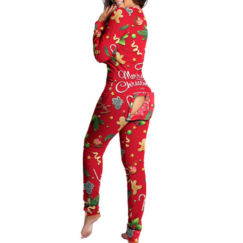 Autumn Button Flip Cover Adult Pajamas Print