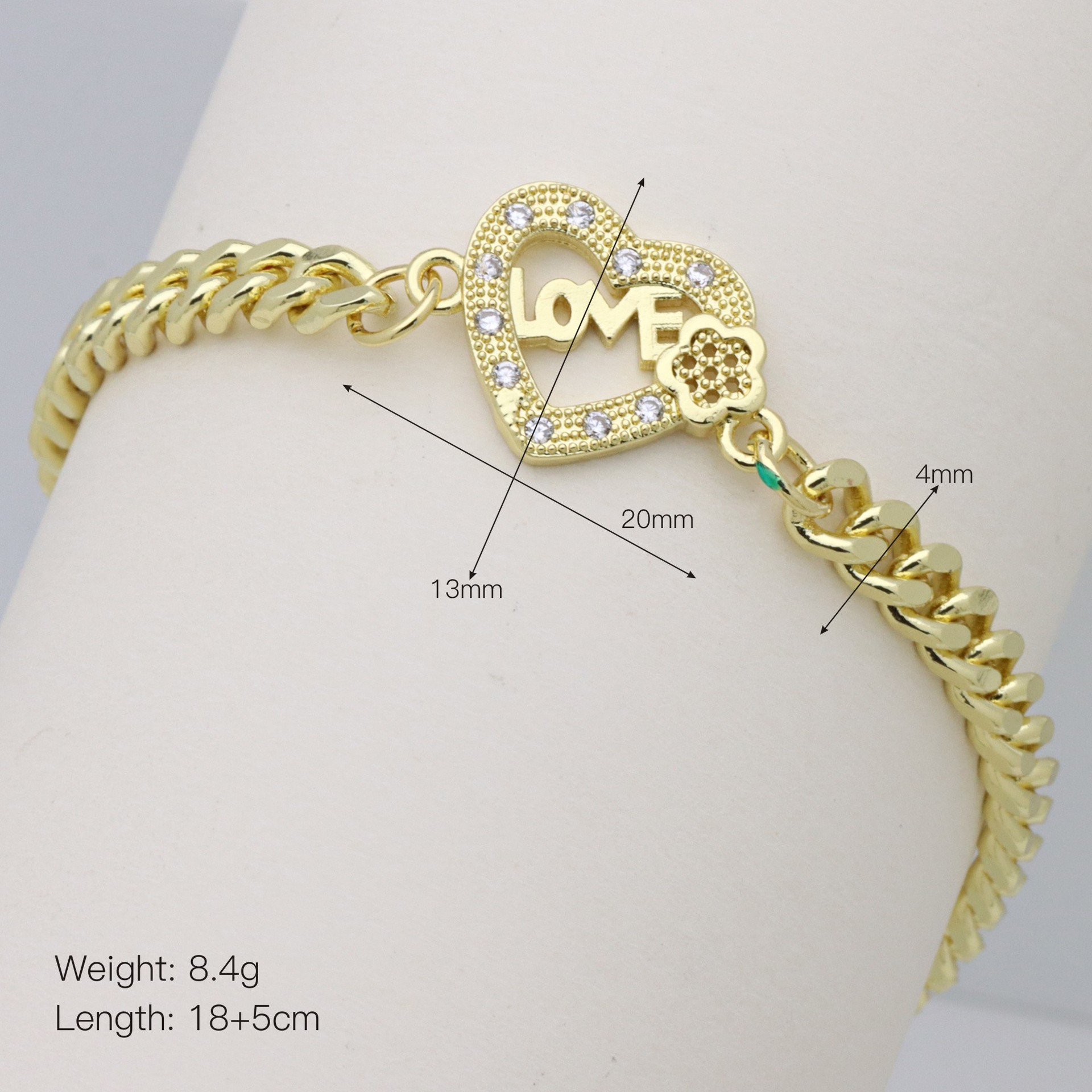 Großhandel Schmuck Einfacher Stil Stern Herzform Kupfer Zirkon Inlay Armbänder Kubanische Gliederkette Panzerkette display picture 6