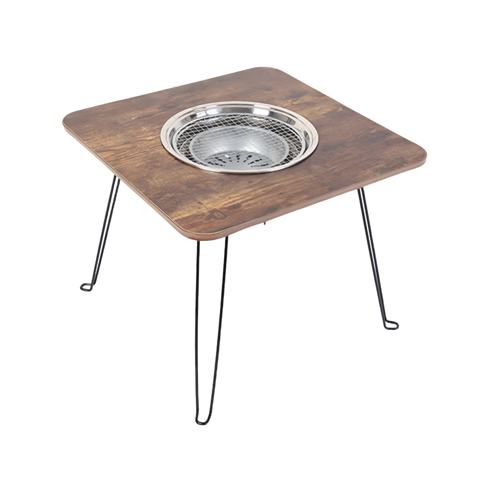 Nueva mesa de camping al aire libre Mesa Redonda barbacoa estufa Parrilla de cocina mesa de té olla caliente integrado portátil auto-conducción de viaje