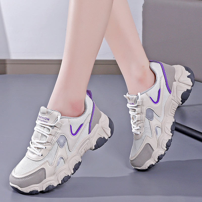 Spring new women's sports shoes, fashionable, breathable, lightweight, non-slip, wear-resistant, casual sports shoes, flat shoes_voghion.com