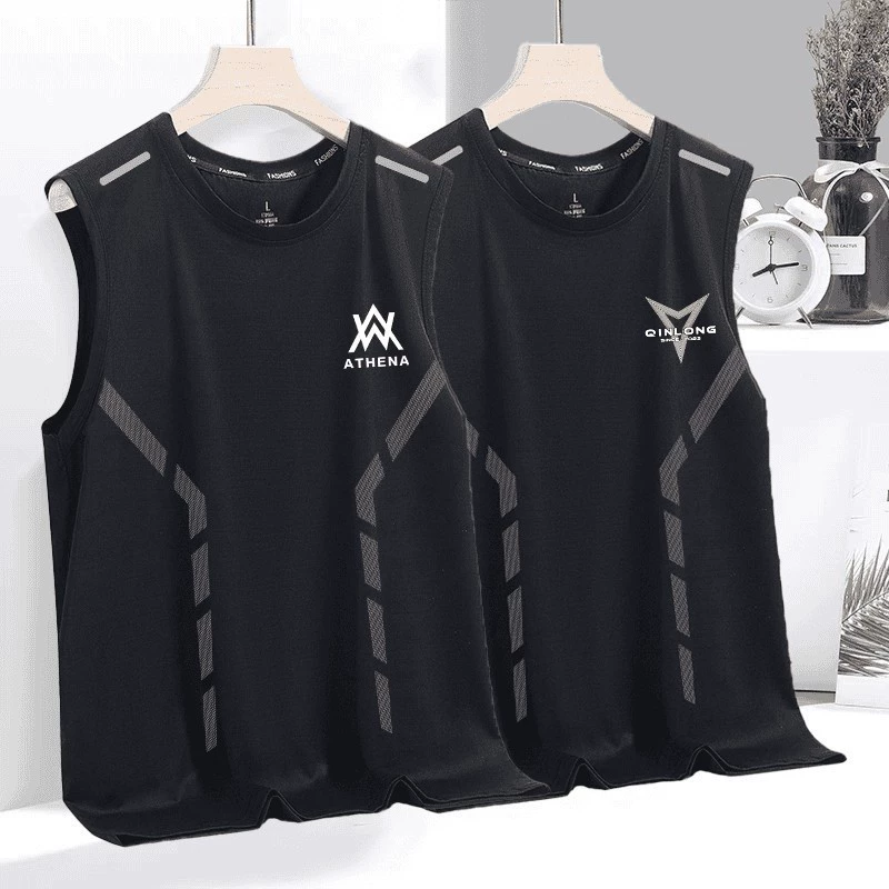 Плечо летняя сетка жилет быстротушащая футболка t спортивный дышащий бег ледяной шелк топ фитнес без рукавов