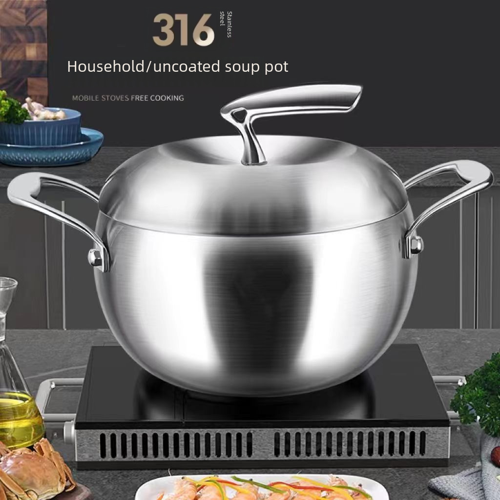 316 Stainless Steel Soup Pot Steamer Apple Pot Household Steamer Braiser Pot Suitable for All Stoves Large Capacity Apple Pot Gift