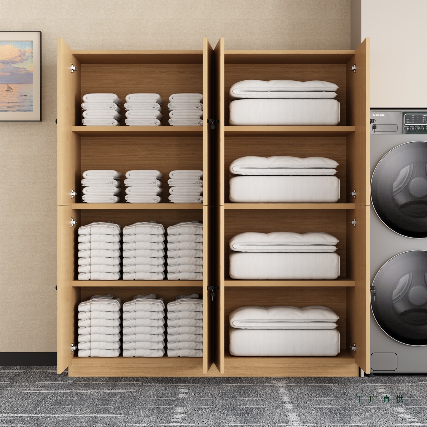 Hotel Linen Cabinet, Guest Room, B&B Apartment, Linen Room Storage Cabinet, Foot Bath Shop Locker, Bathroom Towel Cabinet