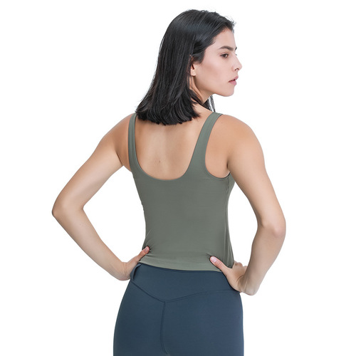 Spring and summer new product V-neck long yoga vest for women U-shaped beautiful back skin-friendly naked feeling slim slimming yoga clothes