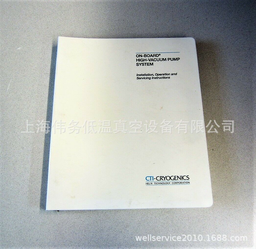 CTI-Cryogenics On-Board High-Vacuum Pump Manual 1995 Edition