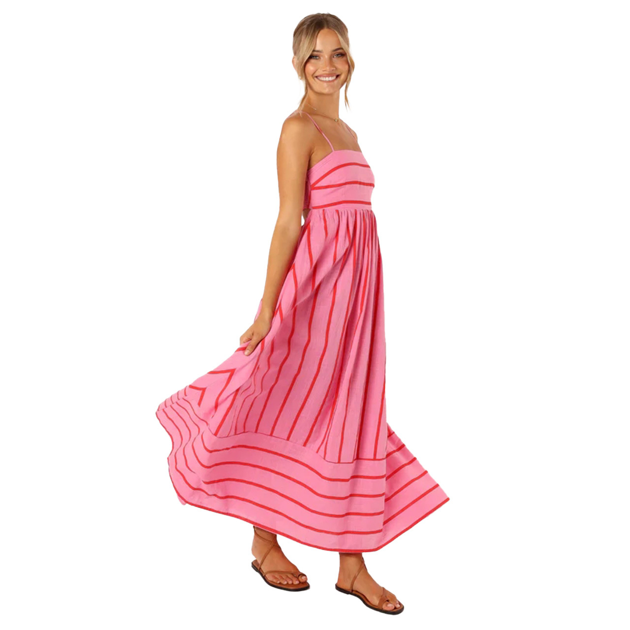 210g Weight Midi Dress Dress Length Type Sleeveless Sleeve Length Strap Dress, Regular Dress Dresses Type Spandex, Polyester Fabric Type Mid Waist Waist Line Daily Occasion Strap Neckline Regular Fit Fit Type Stripe Pattern Summer, Spring Season Women's Gender Elegant, Streetwear Style Wholesale Women's Elegant Streetwear Stripe Daily Strap Sleeveless Strap Dress Regular Dress 20