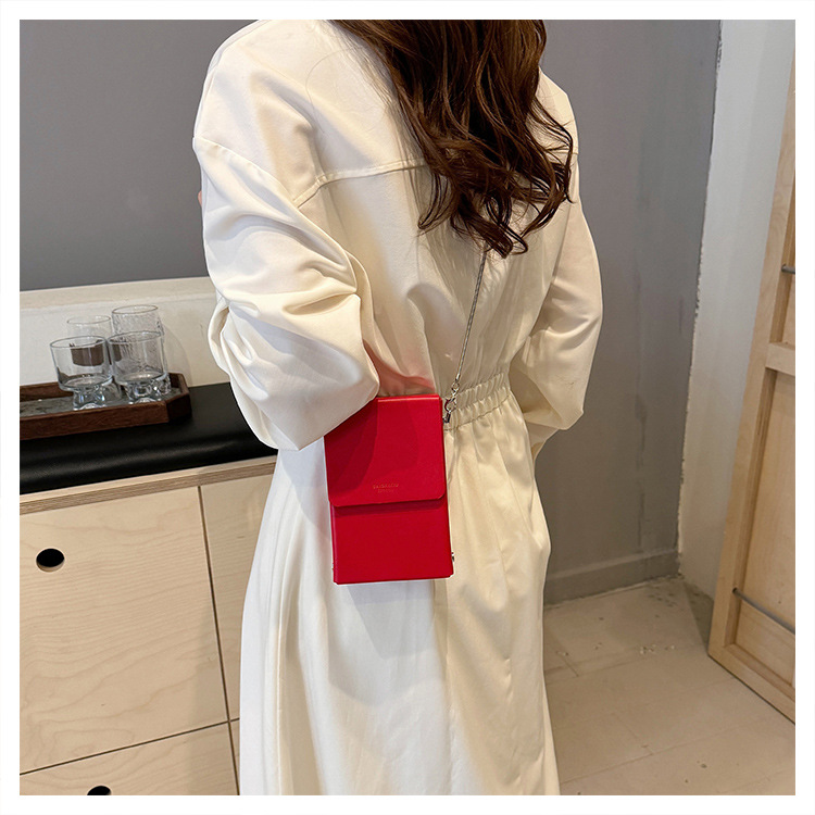 Damen Umhängetasche Mini Handytasche Rote Kettentasche Elegant_voghion.com