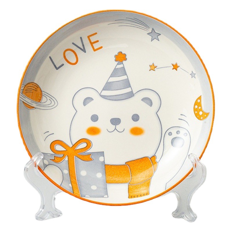 Venta al por mayor 3 yuanes tienda 8 pulgadas impreso dibujos animados plato de fruta plato de cena divertido de los niños plato casero plato de desayuno creativo postre fruta