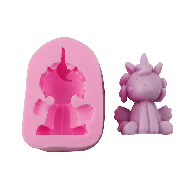 En línea celebridad 3D unicornio epoxi molde de silicona coche aromaterapia molde de yeso jabón molde para hornear