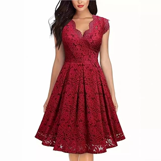 赫本风春夏新款欧美跨境外贸专供  V领气质优雅连衣裙女