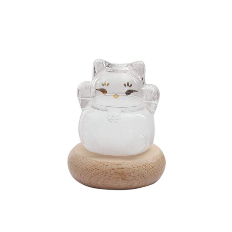 Botella de pronóstico del tiempo, botella de tormenta de gato de la suerte, botella de clima creativo, regalos de escritorio para el hogar de estilo moderno para hombres y mujeres