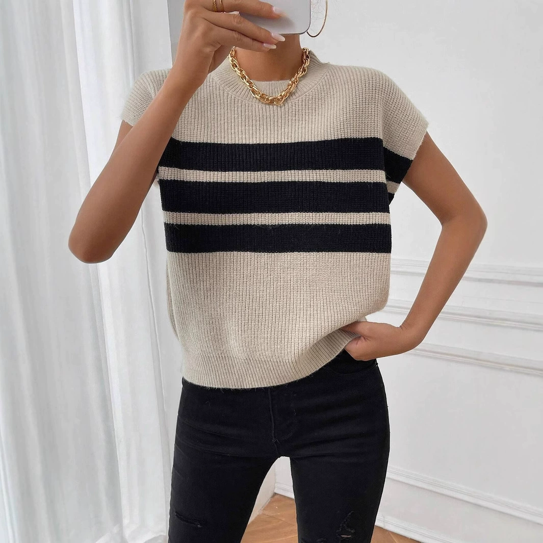 (Cross-border trading), knitted summer vest with a round collar sleevless