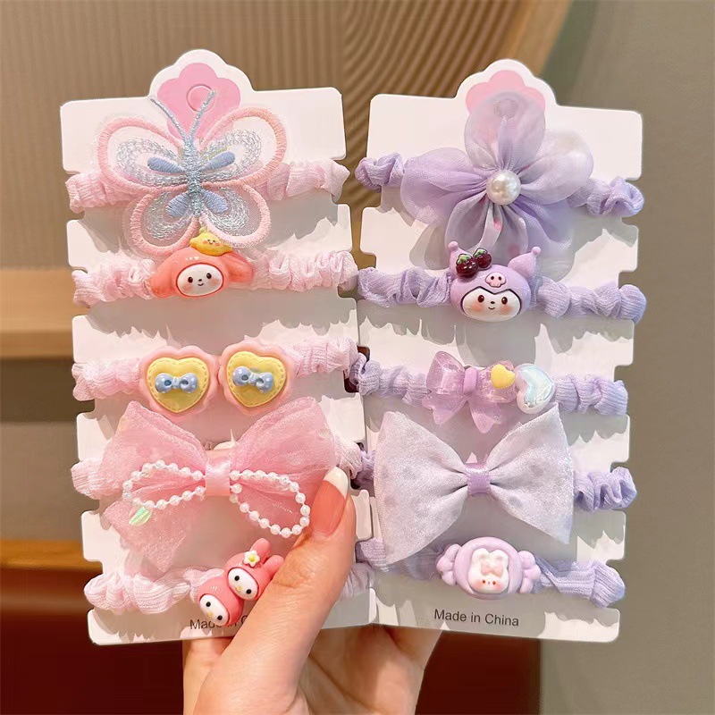 KULOMI niños estudiantes de banda de goma Sanliogou conjunto de anillo de cabello para niñas pequeñas no lastimar el cabello buena banda de goma para niñas