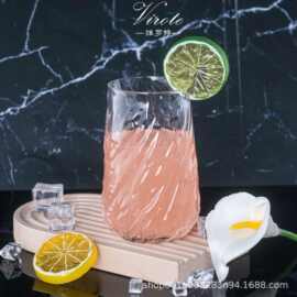 玻璃杯可乐杯高颜值果汁咖啡水杯耐高温ins风螺旋玻璃杯啤酒