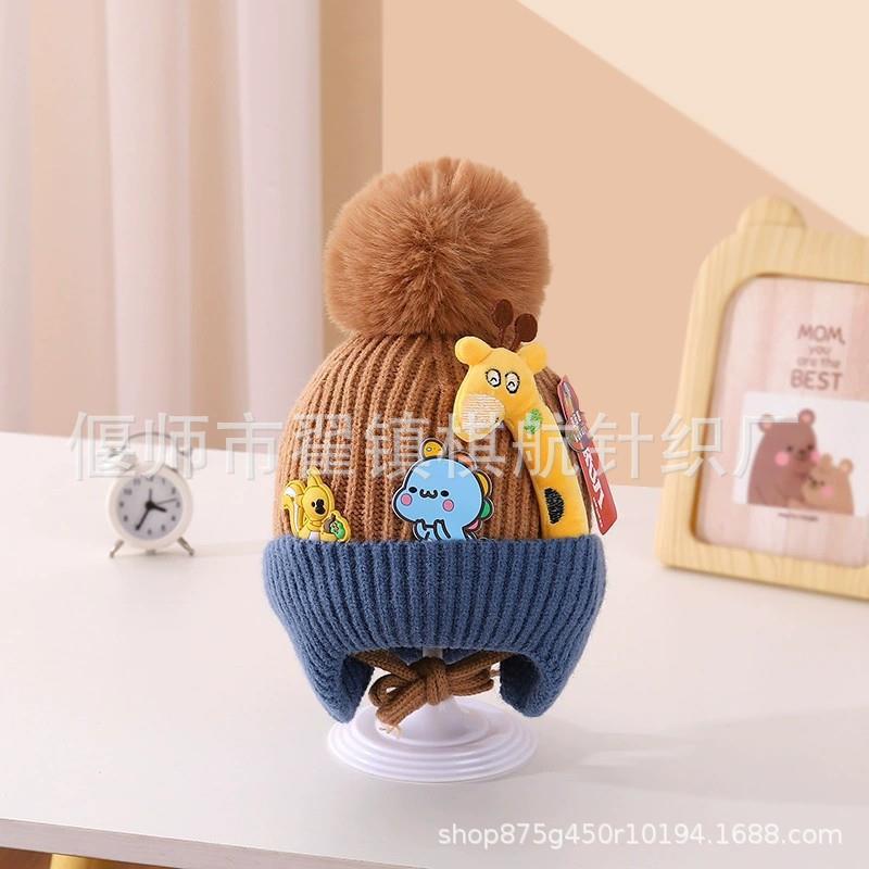Gorro de punto para bebés abrigado y grueso, de lana – para recién nacidos en invierno, venta al por mayor.