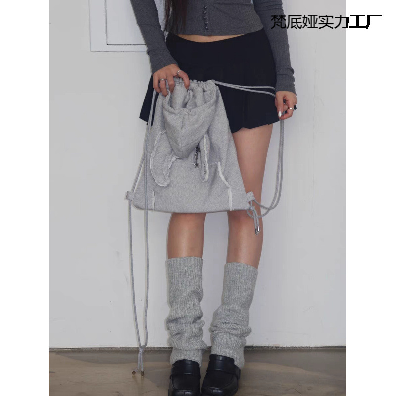 ニッチな天使の羽のバックパック、シンプルで多用途な巾着バックパック、スウェットシャツ、帽子バッグ|undefined
