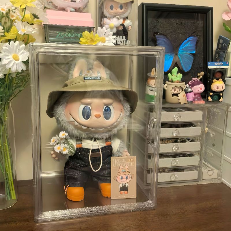 Labubu バブルマート適用ビニール保護ダストカバーアクリル高透明ラブブブラインドボックスディスプレイボックスキャビネット|undefined