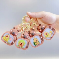 クリエイティブかわいいカピバラ発光キーホルダースクールバッグテレビペンダントスクールバッグ絶妙なギフト人形マシン