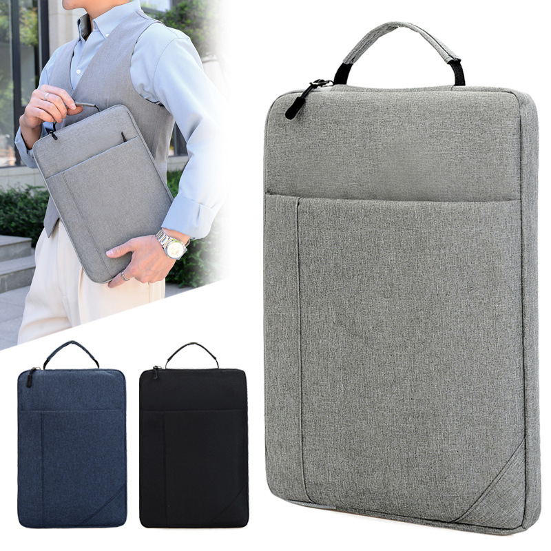 Men's Laptop Bag Ultra-Thin Vertical Briefcase Multi-Pocket Document Bag Oxford Cloth Laptop Bag