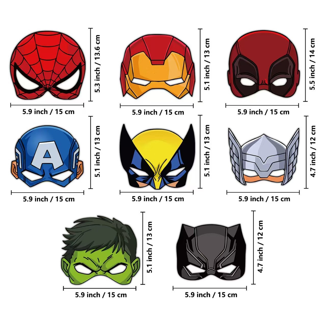 超级英雄主题生日派对面罩拍照道具化装舞会英雄半脸DIY纸质面具