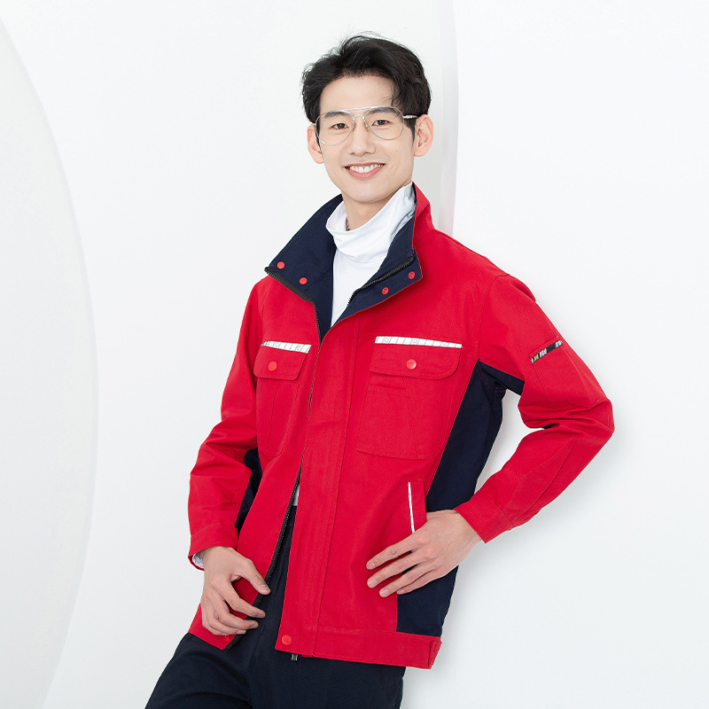 Primavera y otoño conjunto de ropa de trabajo masculina desgaste oficina de reparación de automóviles sitio de construcción de instalación de agua y electricidad trabajadores de seguro laboral personalizados / fabricados