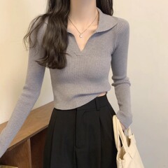 领针织衫女秋冬2025新款洋气内搭领毛衣打底衫短款高腰上衣
