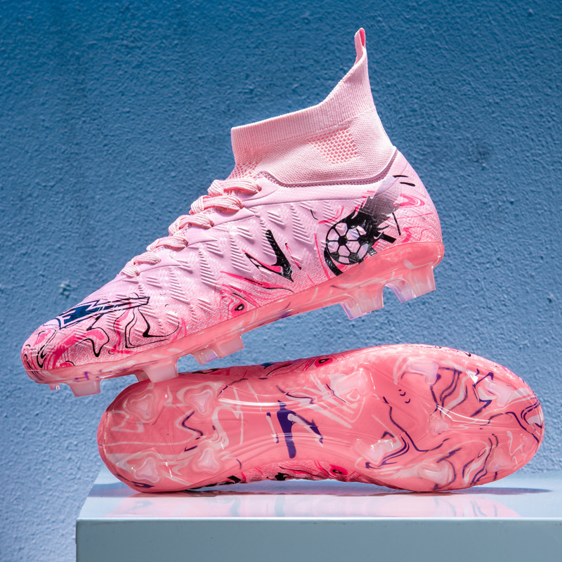 Zapatos de fútbol de clavos transfronterizos de alto impacto para niños y niñas, zapatos de entrenamiento antideslizantes transpirables para adultos, zapatos deportivos de competición de clavos largos