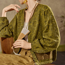 秋冬新款气质拼接长袖外套女装提花拼接麂皮夹克棉服 N9057