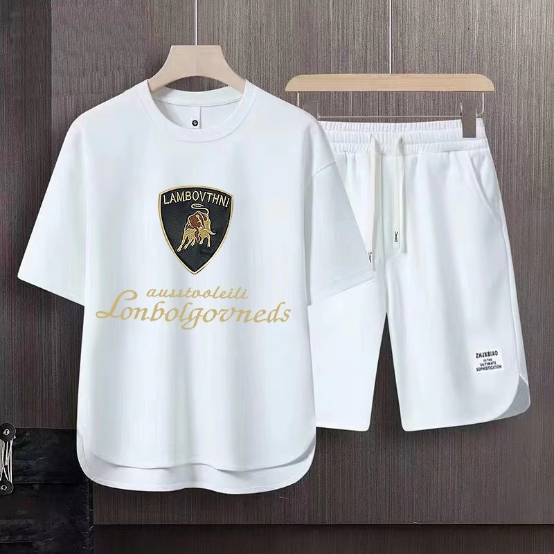 Ensemble t-shirt et short homme en gaufrette pour été décontracté_voghion.com
