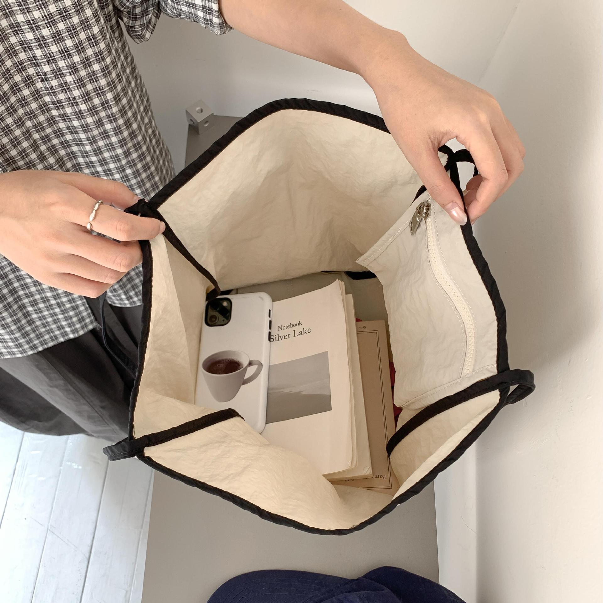 Korean Style Casual Large Capacity Tote Bag For Women, Daily Commute & College Student Nylon Shoulder Bag New Arrival - Thumbnail 4