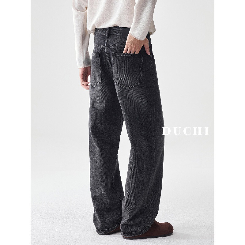 [Quiet Luxury Wide-Leg Denim] Washed denim jeans for men, American-style loose casual slimming wide-leg pants, autumn and winter long pants