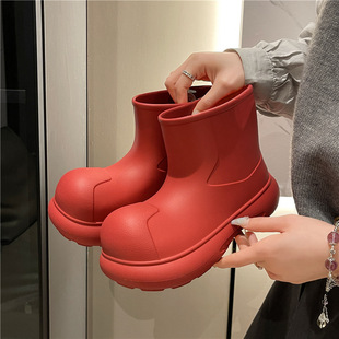 Internet Celebrity Rain Boots for Women 2025 New Clown Shoes Outdoor Thick-Soled Waterproof Non-Slip Rain Boots for Women Cute Short Boots