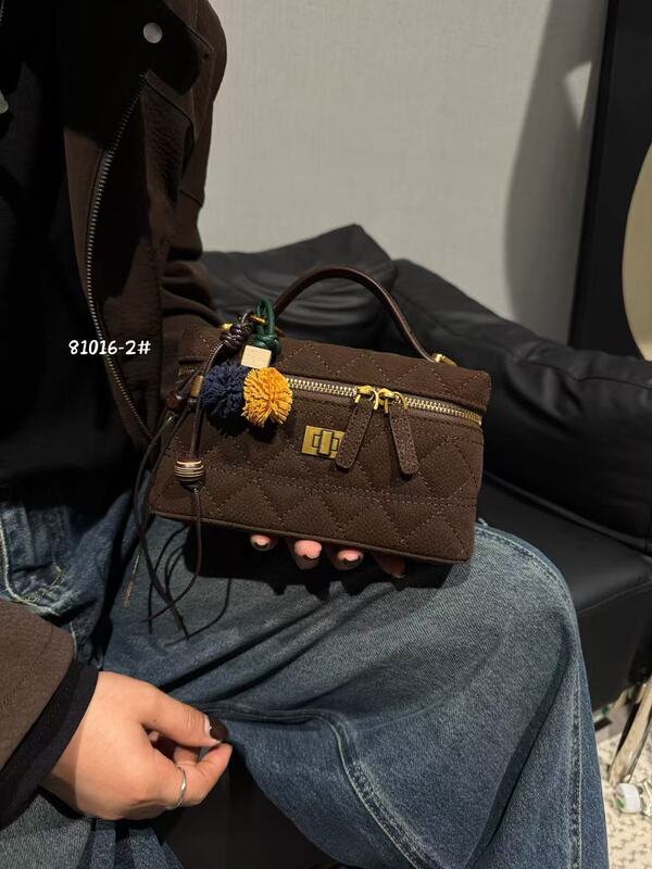 复古麂皮纹真皮链条饭盒包包女2025秋冬新款高级感时尚单肩斜挎包|undefined